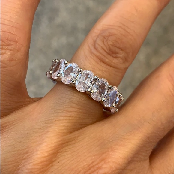 Sterling silver Oval Eternity Wedding Band 5 6 7 8 - Picture 7 of 14